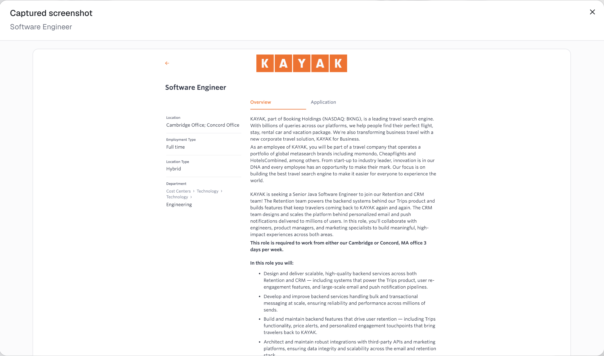 Captured full job posting screenshot saved inside Applied